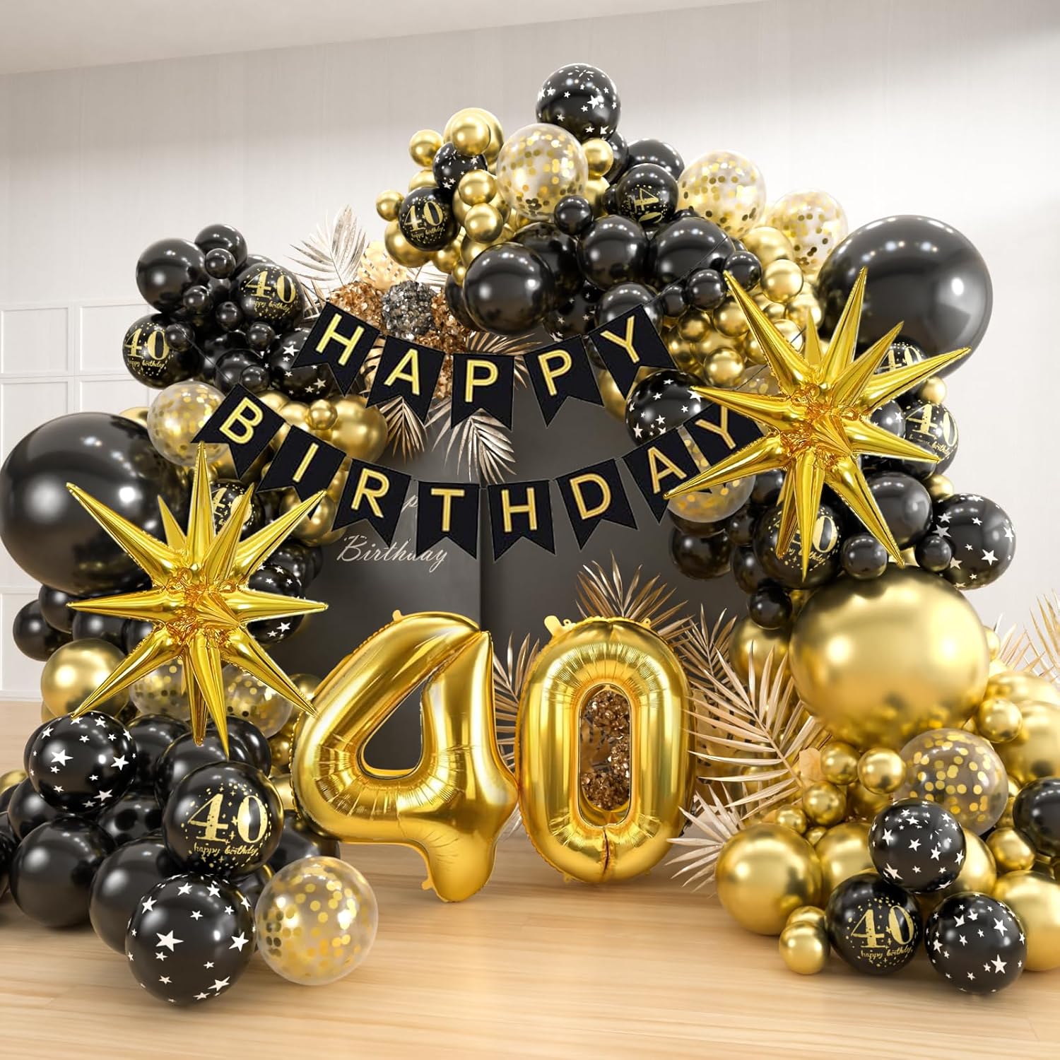 Balloon Arch Kit - 40th Black Gold Balloon Garland Arch