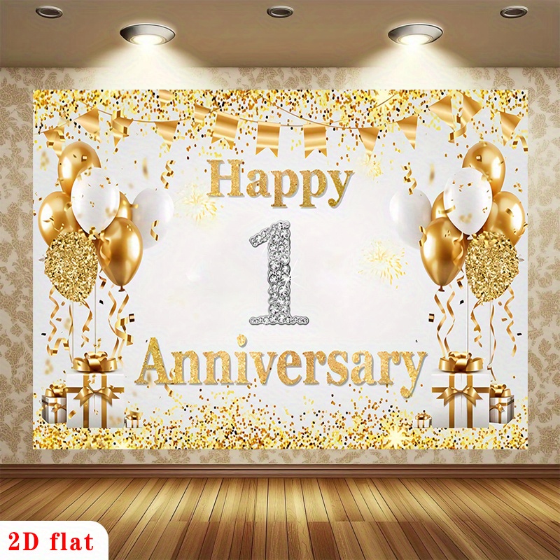 2D Flat Gold White Happy 1st A - Party Banner Gold review and price