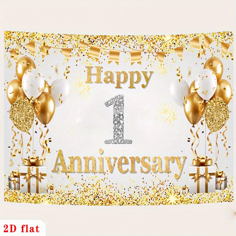 2D Flat Gold White Happy 1st A - Party Banner Gold review and price