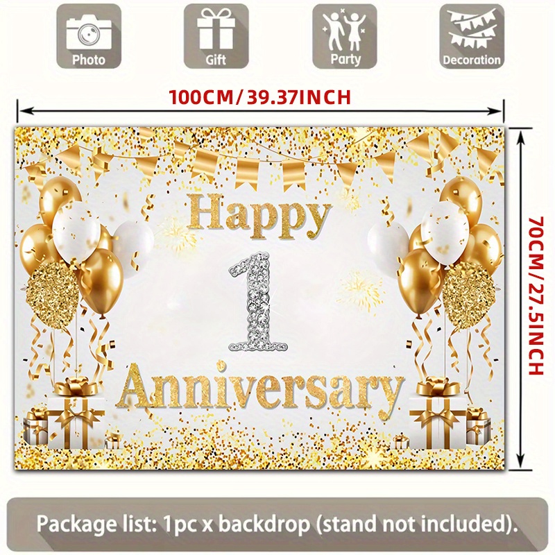 2D Flat Gold White Happy 1st A - Party Banner Gold review and price