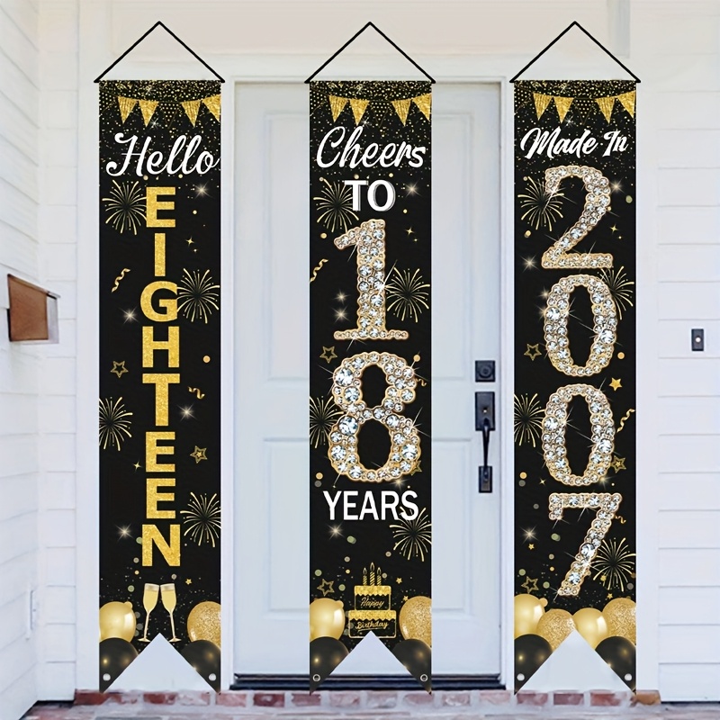 2D 3Pcs 18th Birthday Door Ban - Party Banner Gold review and price