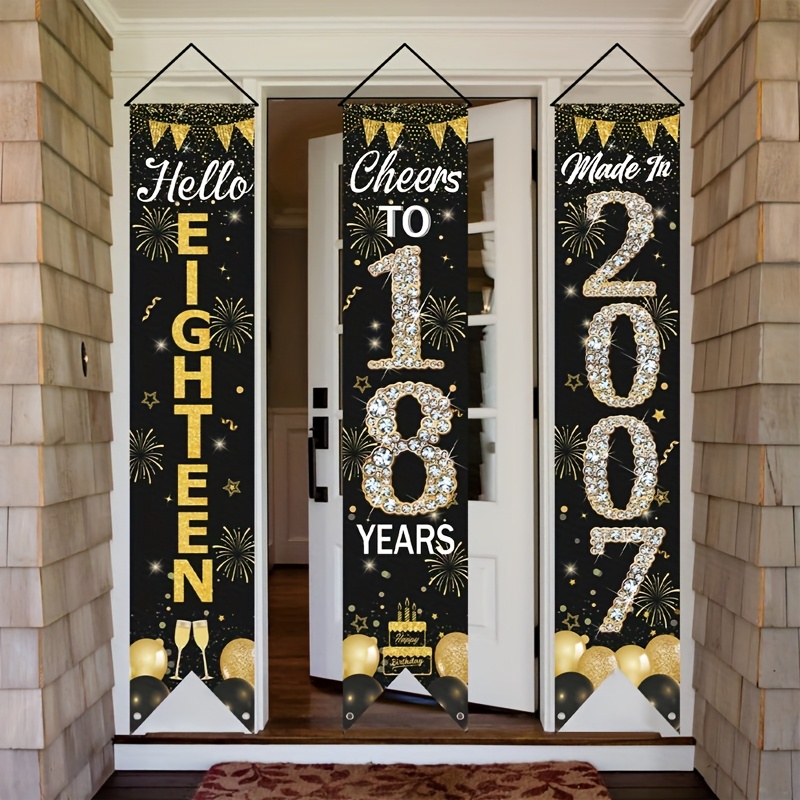 2D 3Pcs 18th Birthday Door Ban - Party Banner Gold review and price