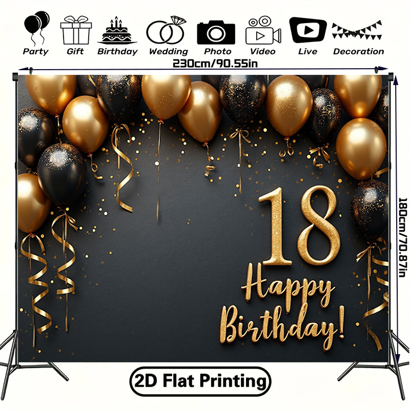 2D 1Pc Black & Gold Balloons B - Party Banner Gold review and price