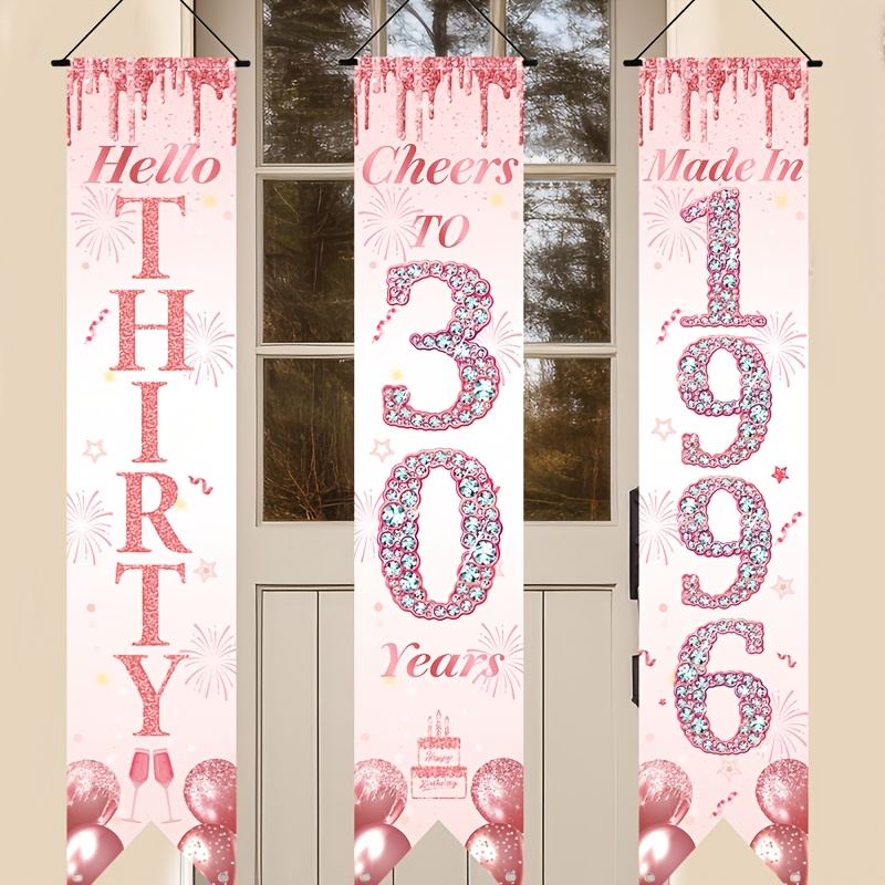2D Flat 3Pcs Pink Gold 30th Bi - Party Banner Gold review and price